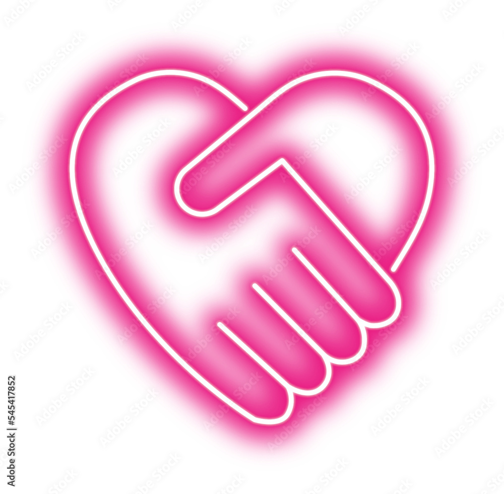 Pink Neon Hand Love Sign Illustration Pink Neon Hand Love Sign Illustration