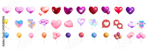 Valentine love heart realistic balloon