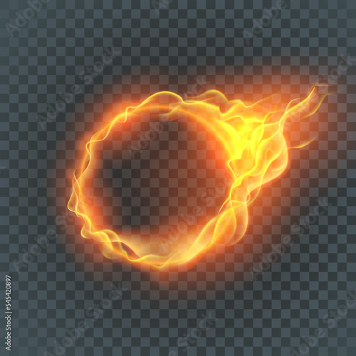 Round fiery frame. Glowing frames on transparent background.