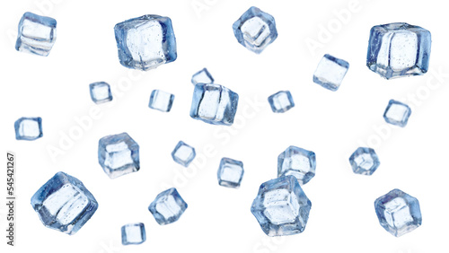 Set of ice cubes isolated on a transperent background. 3d render illustration. Png