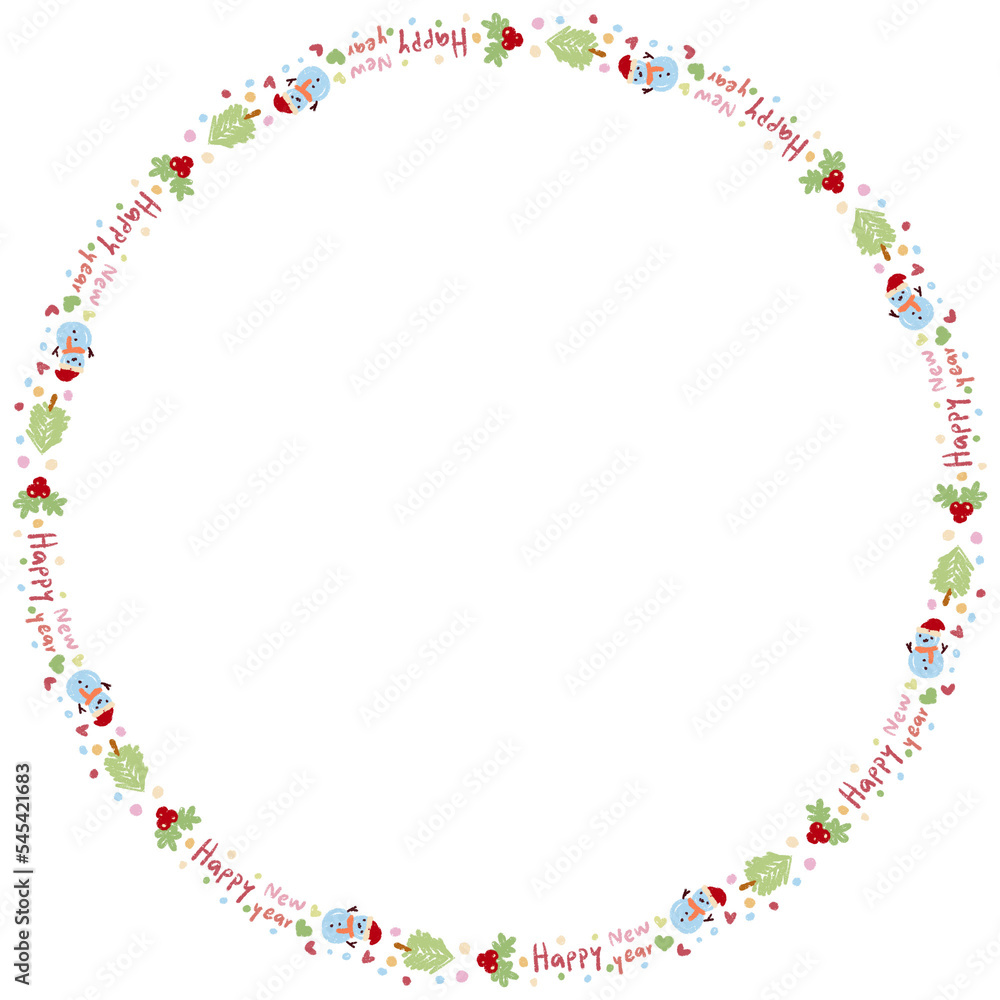 Obraz premium frame border circle happy new year