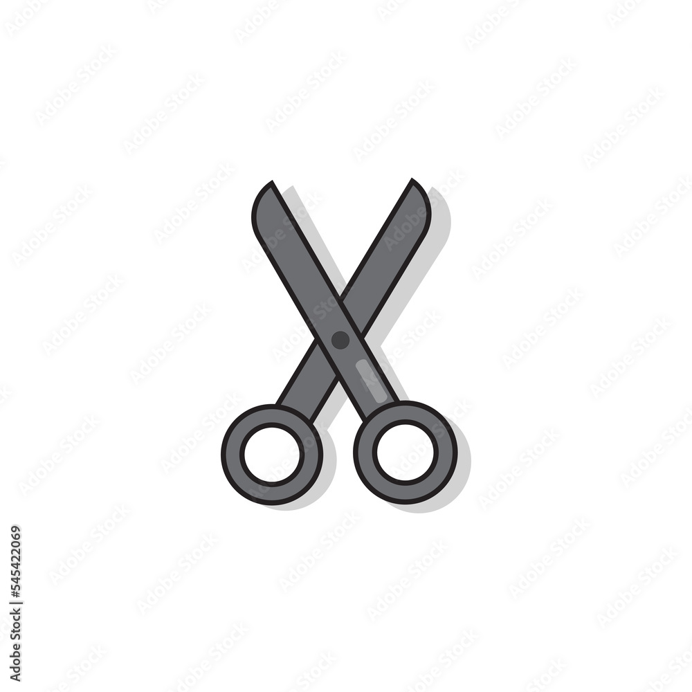 Scissors icon concept with open scissors design Scissors icon concept with open scissors design