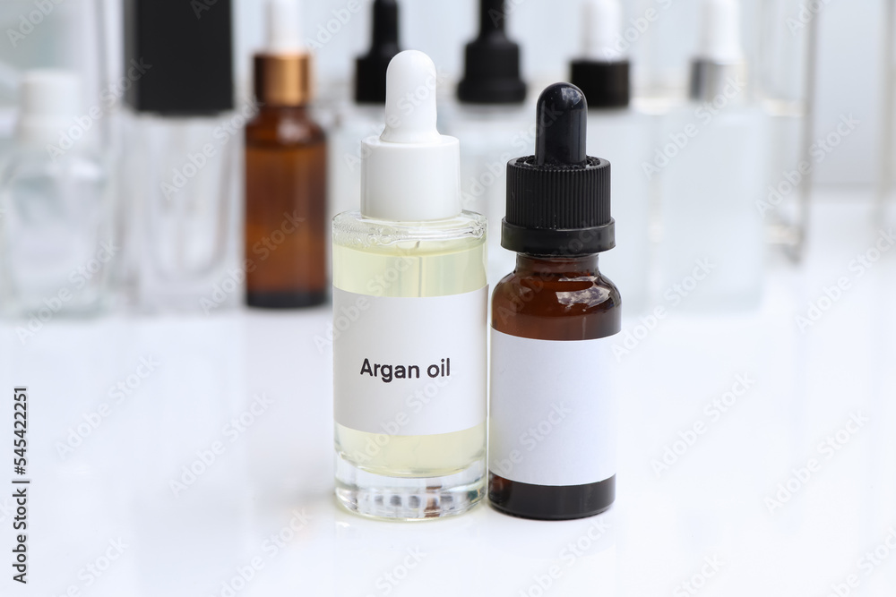 argan oil in a bottle, chemical ingredient in beauty product argan oil in a bottle, chemical ingredient in beauty product