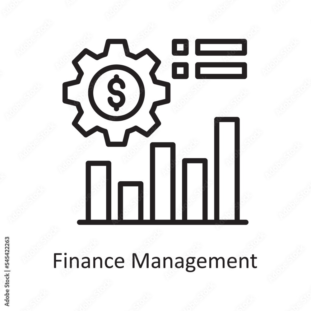 Obraz premium Finance Management Vector Outline Icon Design illustration. Business and Finance Symbol on White background EPS 10 File