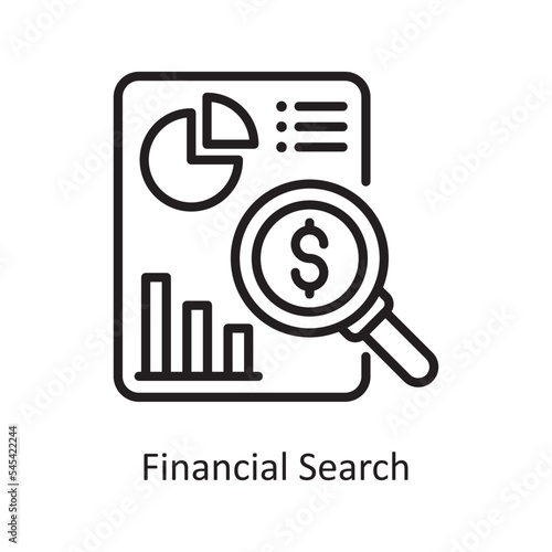 Financial Search Vector Outline Icon Design illustration. Business and Finance Symbol on White background EPS 10 File