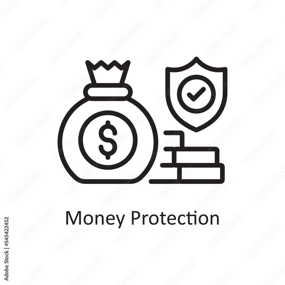 Money Protection Vector Outline Icon Design illustration. Business and Finance Symbol on White background EPS 10 File Money Protection Vector Outline Icon Design illustration. Business and Finance Symbol on White background EPS 10 File