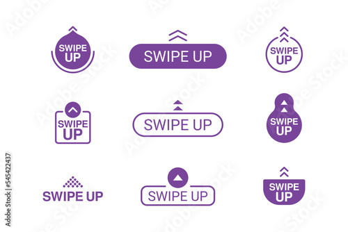 Set of swipe up arrow icons scroll button