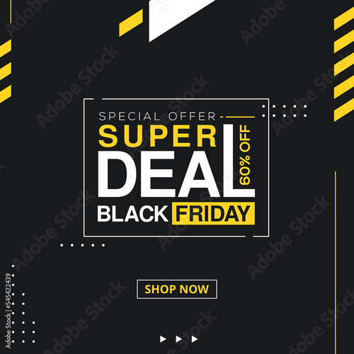 Black friday sale banner social media post template vector graphic