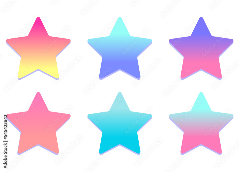 Obraz premium Colorful pastel gradient stars set vector