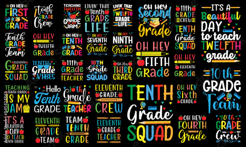 Birthday Crew and squad with Teacher Typography Vector SVG Bundle (ID: 545424863)
