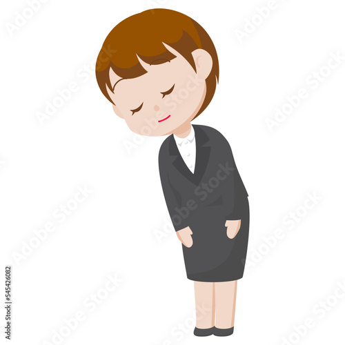 Fotomurale シンプルな主線なしのイラスト / お辞儀をするスーツの女性