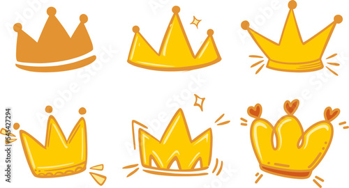 set of hand drawn crowns
