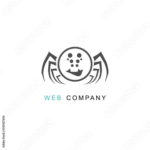 Doodle spider icon. Cyberspace security branding. Internet technology logo design