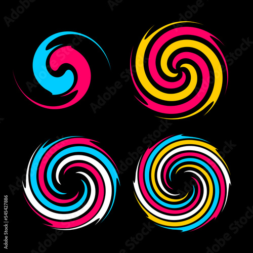 set of spiral and swirl motion elements