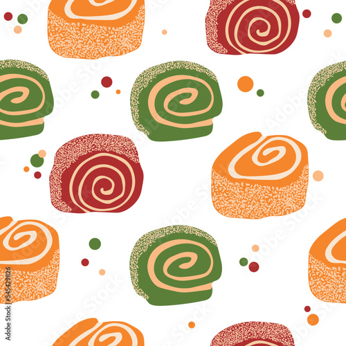 Turkish delight is an oriental sweetness. Vector stock illustration. Marmalade. Arabic dessert. Seamless pattern. Background for promotional products, wrapping paper and banners. Vector