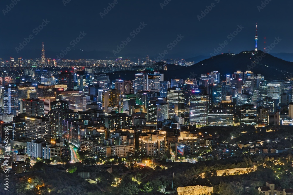 Obraz premium Nightcap of Seoul, South Korea