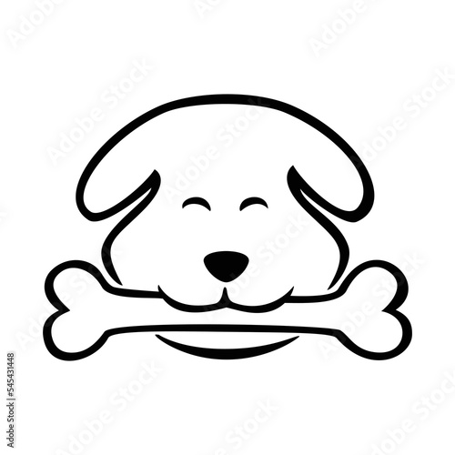 dog eat bone silhouette design. cute pet logo template, sign and symbol.
