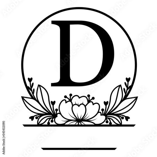 Family last name svg, Letter D, Split monogram svg, Round frame