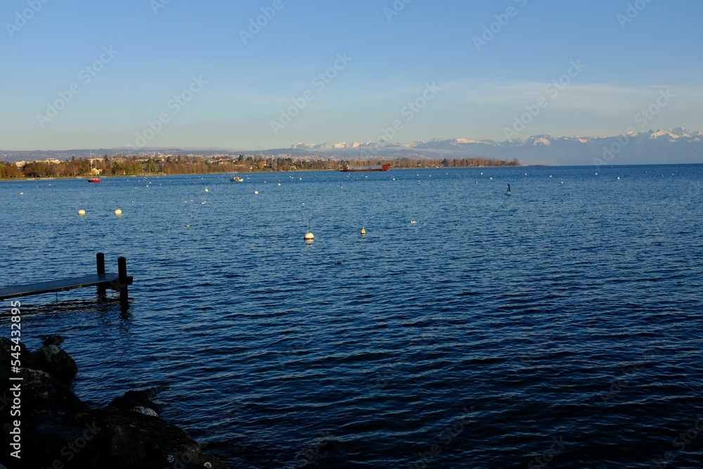 Beautiful daytime view of the Lake Geneva