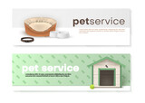 Pet service advertising banner set realistic vector domestic animal sitter veterinary shop