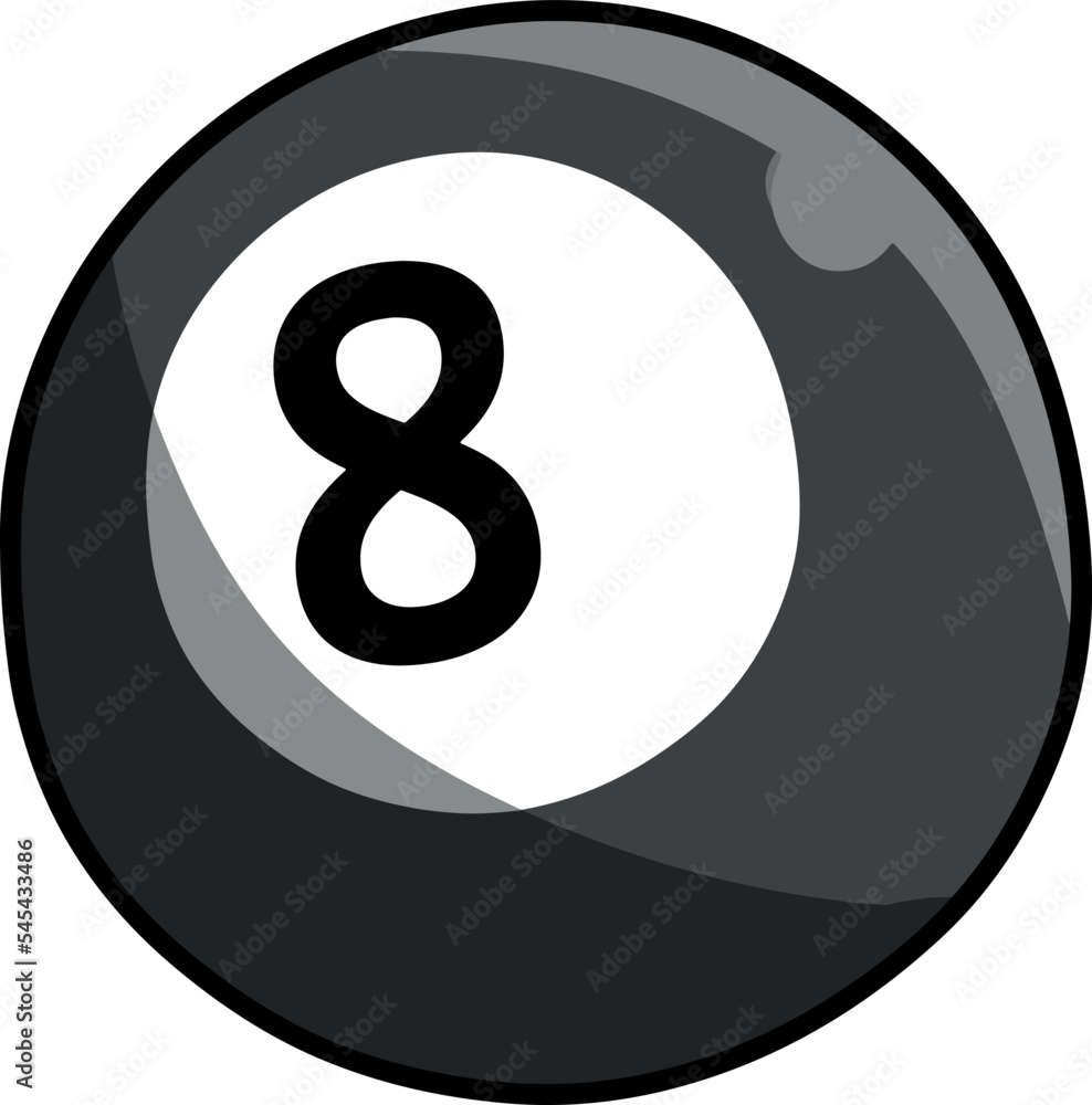 Cute kawaii billiard black ball number Cute kawaii billiard black ball number