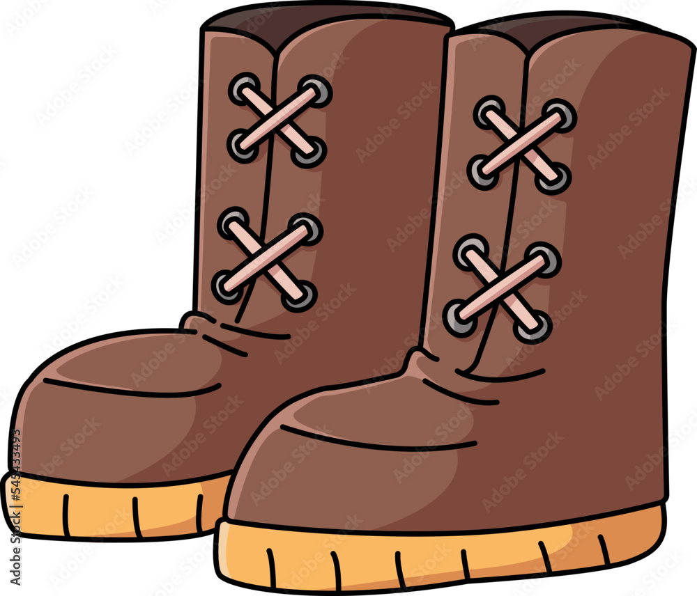 Cute kawaii tall brown boots clipart on a white background Stock Vector ...