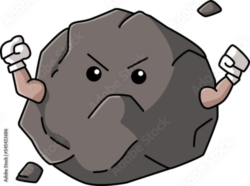 Cute kawaii rock clipart with an angry face