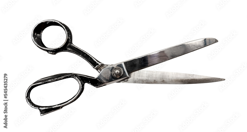 Old vintage tailor or seamstress scissors isolated on white background. scissors isolate - obrazy, fototapety, plakaty 