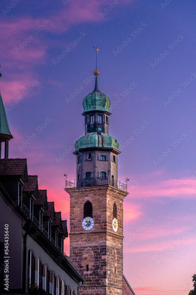 German old church at sunset