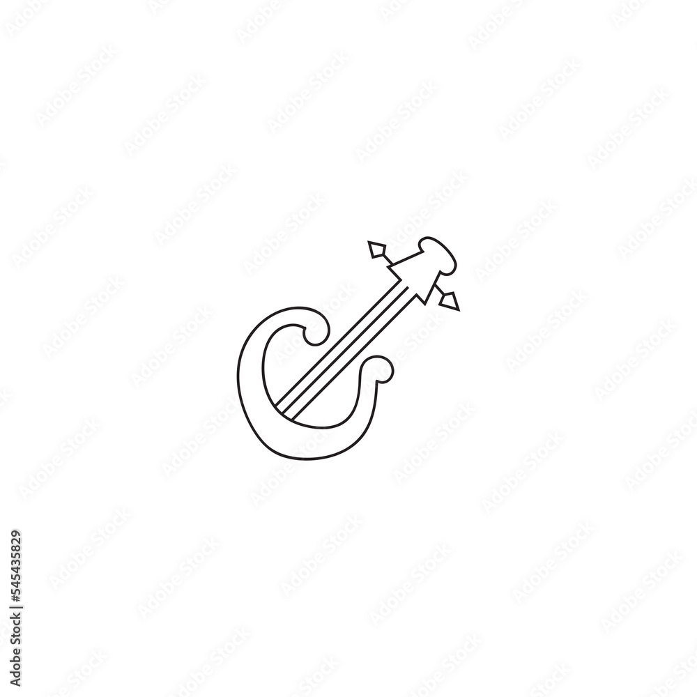 Naklejka premium violin initial C design line illustration vector