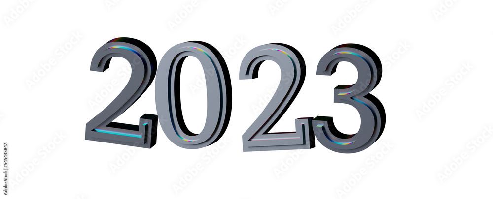 year 2023. 3D illustration numbers isolated white background year 2023. 3D illustration numbers isolated white background