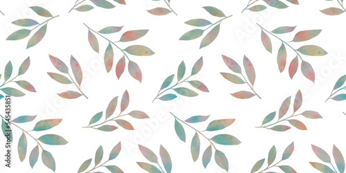 Watercolor seamless pattern. Abstract pattern from branches with leaves. Botanical illustration for wallpaper  print  wrapping paper.