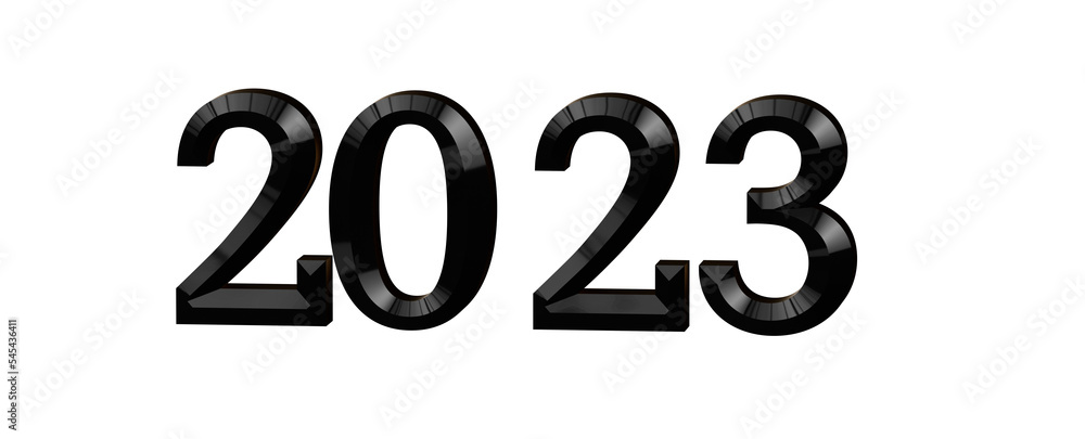 year 2023. 3D illustration numbers isolated white background year 2023. 3D illustration numbers isolated white background