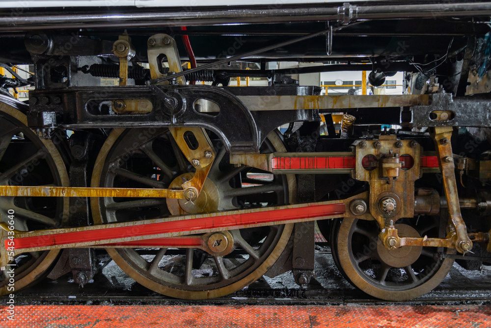 Steam locomotive train at the locomotive repair workshop Steam locomotive train at the locomotive repair workshop