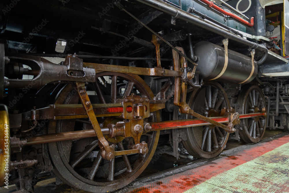Steam locomotive train at the locomotive repair workshop Steam locomotive train at the locomotive repair workshop