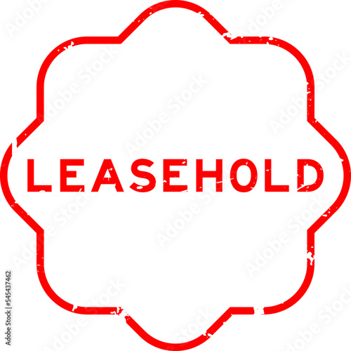 Grunge red leasehold word rubber seal stamp on white background