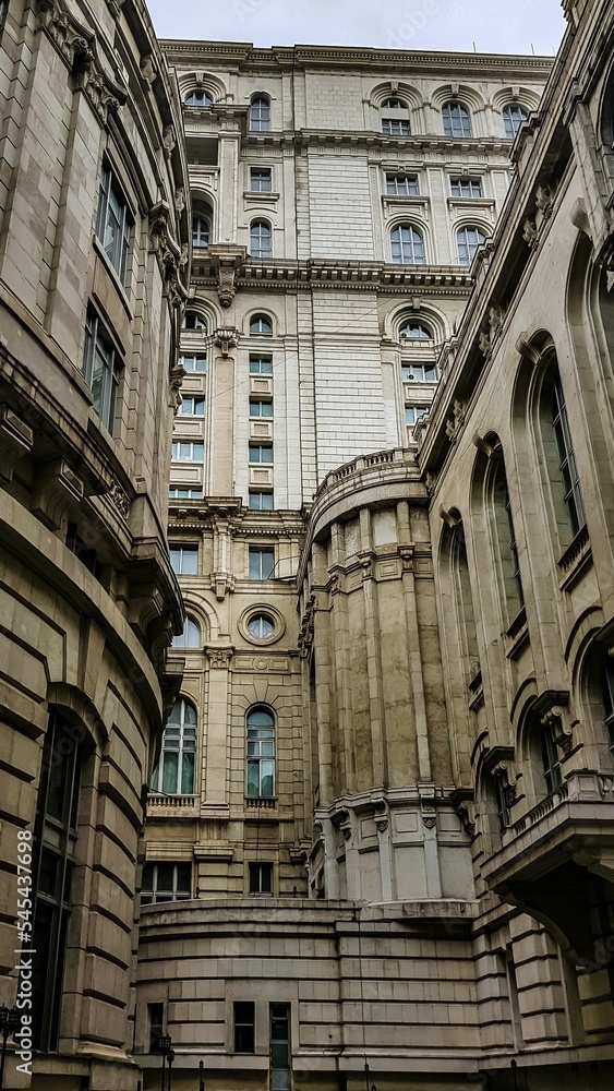 Vertical shot of old building facades