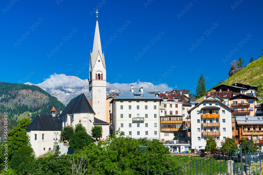 Small alpine village of Livinallongo del Col di Lana (Buchenstein) in the Fodom valley in the Italian Alps