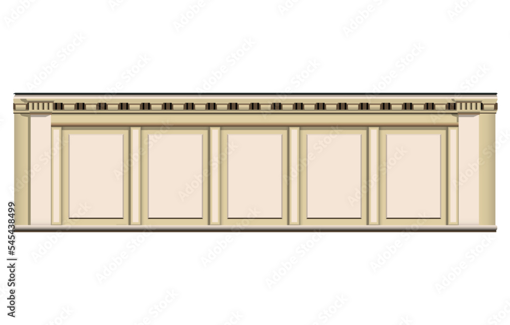Marble beige wall and column in realistic style. Old building facade.