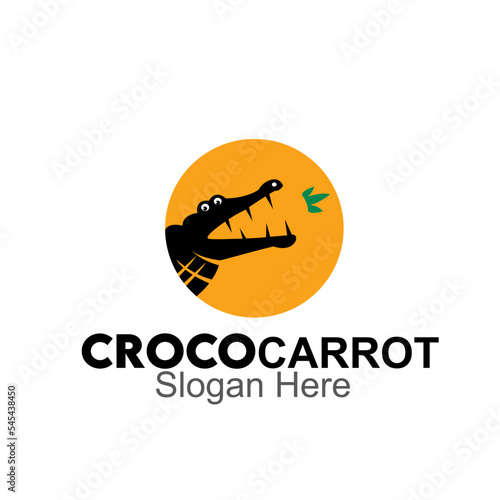 crocodile carrot logo design concept
