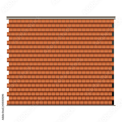 Red roof tiles, seamless in realistic style. Architectural detail for building design.