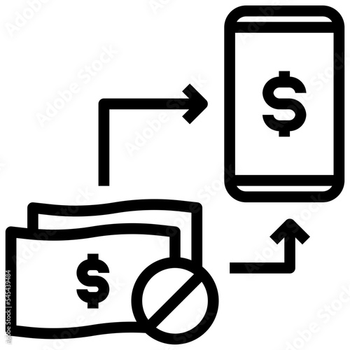 cashless outline style icon