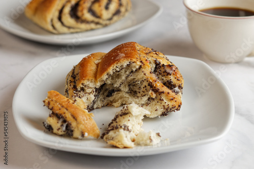 Close up of a nut pastry on a plate photo