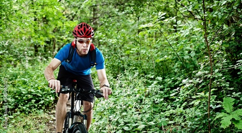 Mountain biking in the woods
