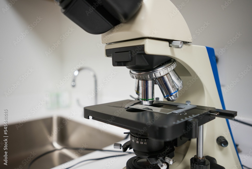 Closeup shot of the medical digital microscope Closeup shot of the medical digital microscope