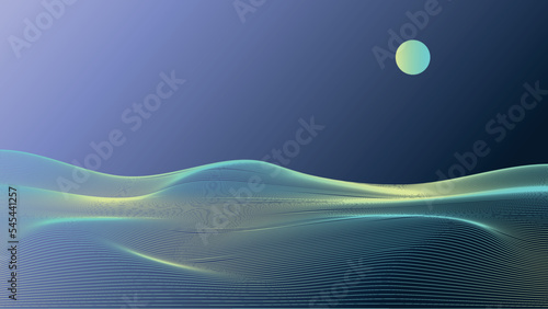 Wave Background design moon