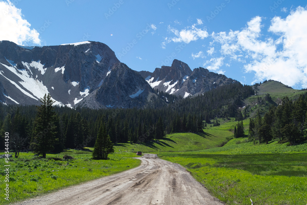 Road leading to the Bridger Mountains Road leading to the Bridger Mountains