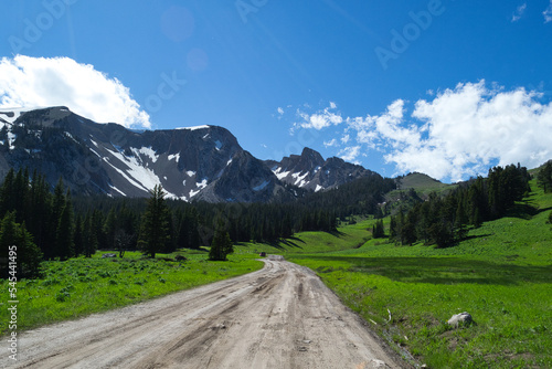Driving to hike in the Bridger Mountains photo