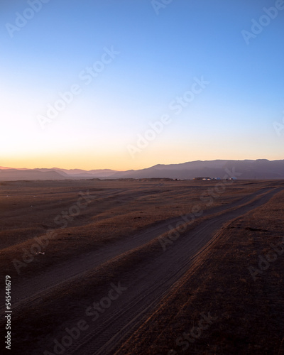 Beautiful sunset in the desert Gobi