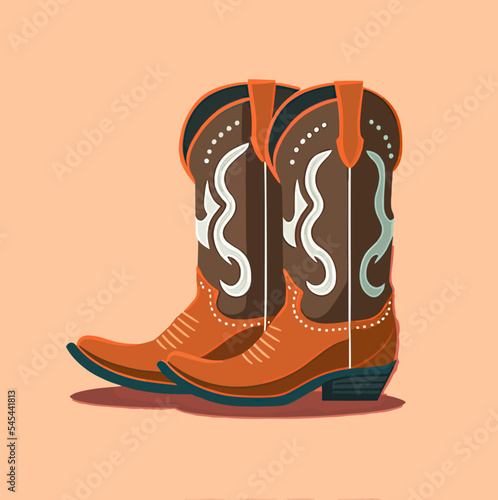 Vászonkép Colourful illustration of a cowboy boots